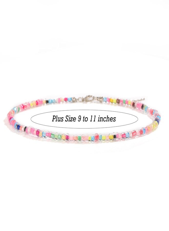 XIJIN Large Beaded Anklets Set Handmade Plus Size Colorful Beads Anklet for Women Foot Ankle Bracelet 9-11 inches - Image 4